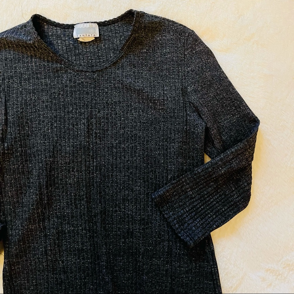 Grey Ribber 3/4 Sleeve Top - Picture 5 of 8